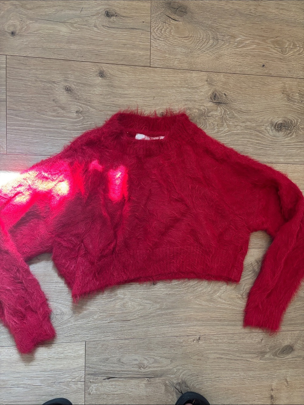 Girls red fuzzy shrug top